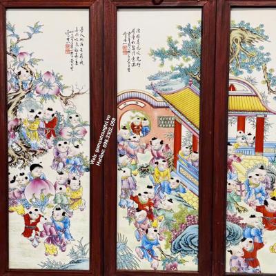 tranh sứ, tranh trung quốc, tranh sứ bách nhi đồ, tranh treo phòng khách, tranh trang trí